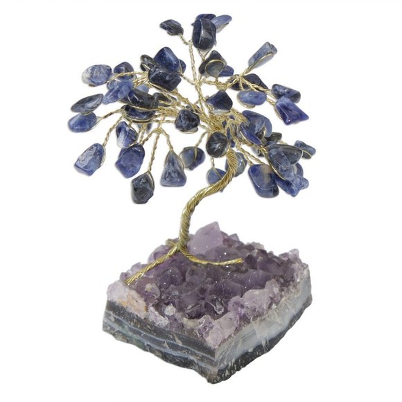 Handmade Little Tree Sodalite Gemstone Sculpture - Picture 3 of 3